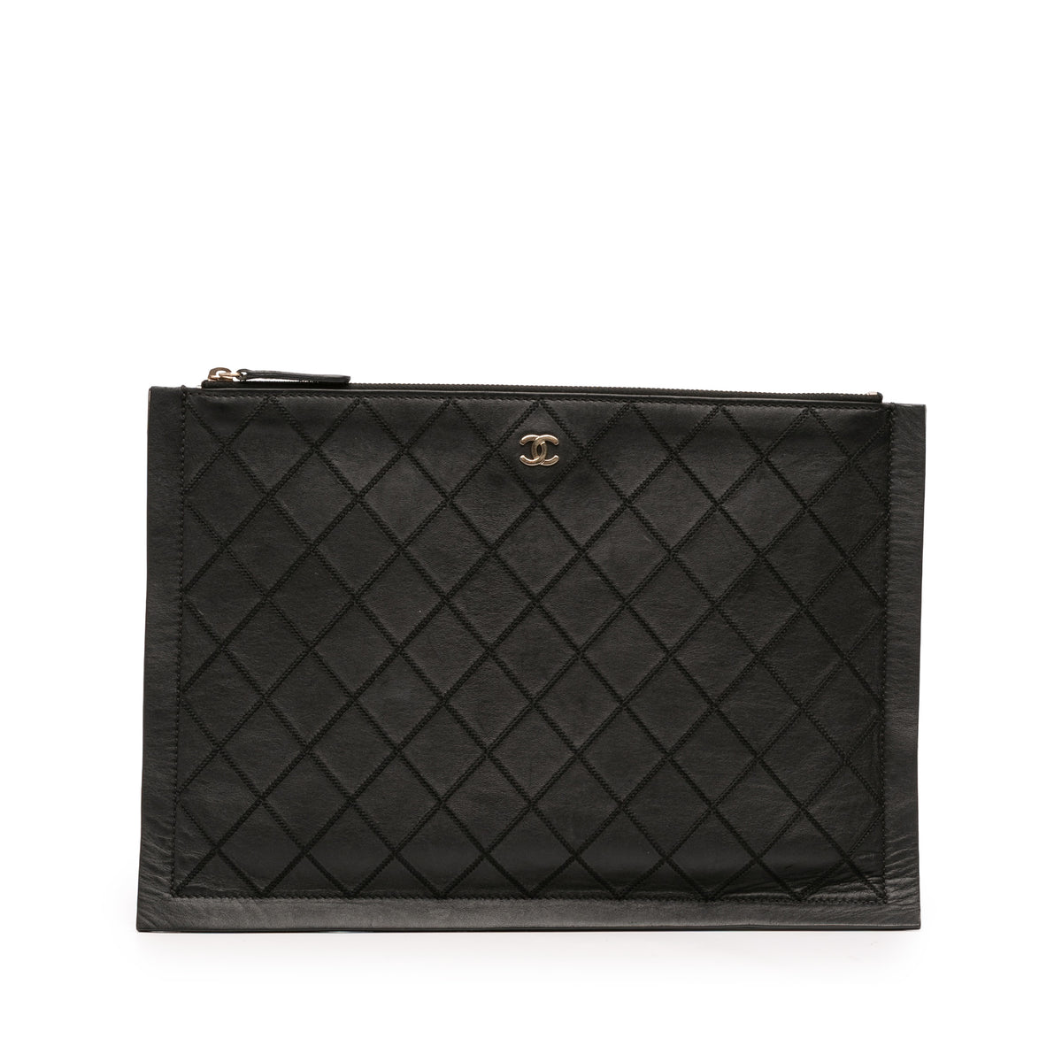 CC Stitched Lambskin Clutch