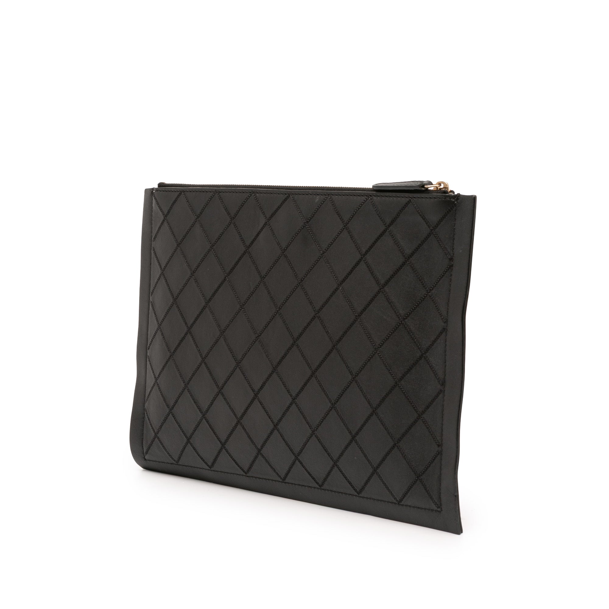 CC Stitched Lambskin Clutch