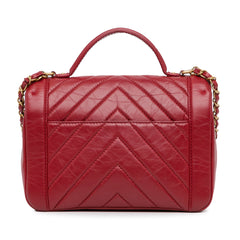 CC Chevron Calfskin Top Handle Flap