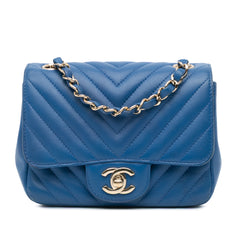 Mini Square Classic Chevron Lambskin Single Flap