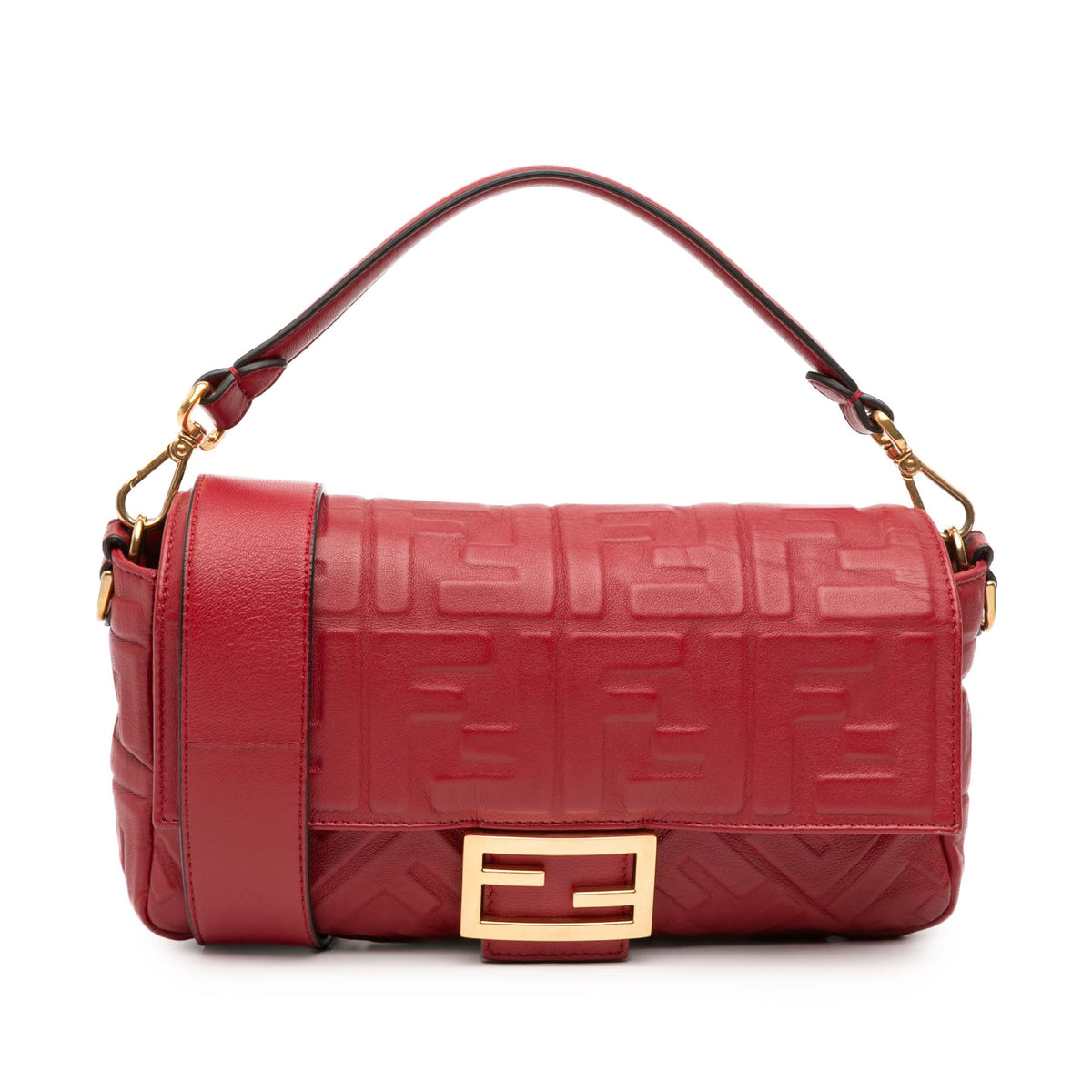 Zucca Embossed Leather Baguette Satchel
