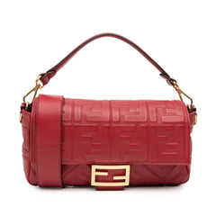 Zucca Embossed Leather Baguette Satchel