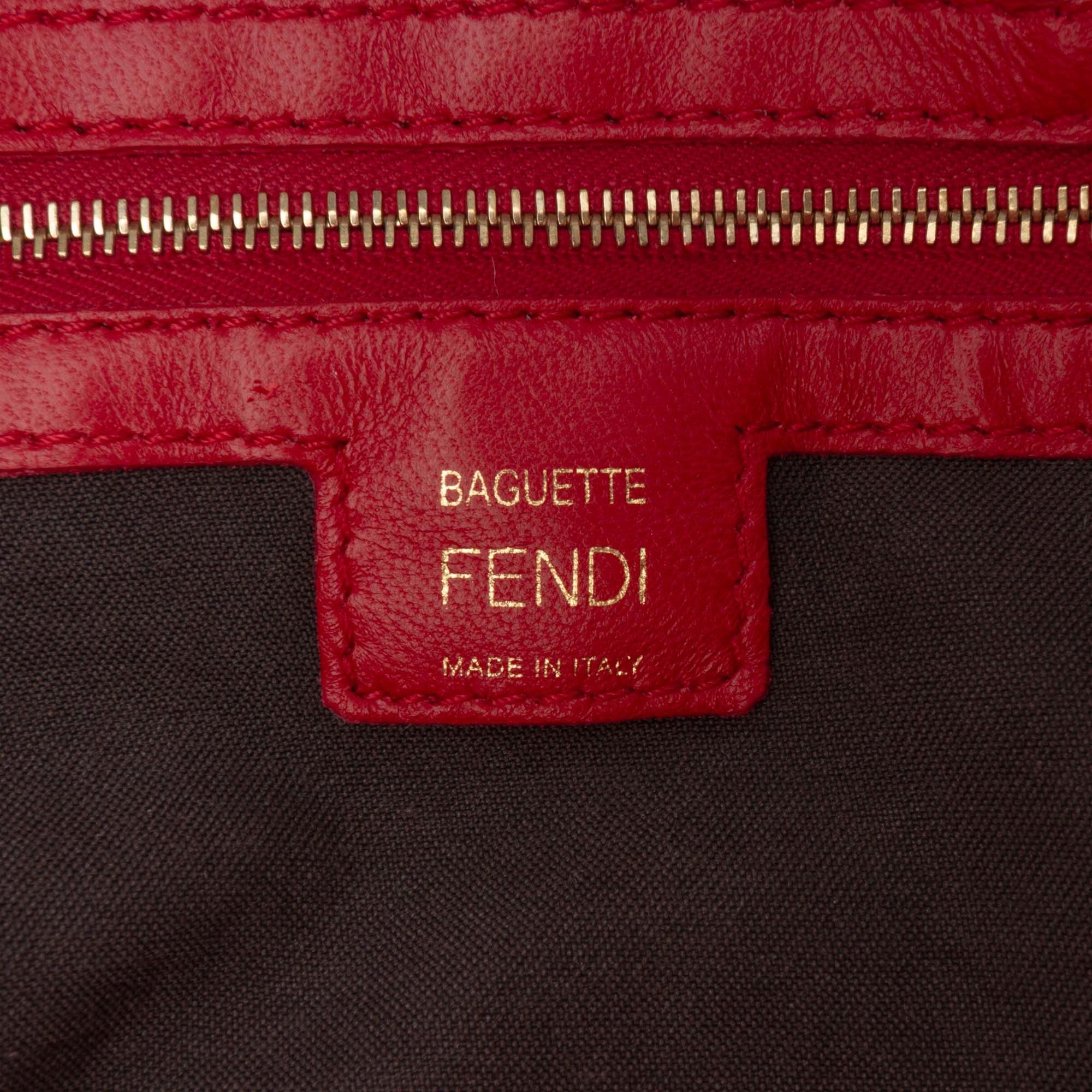 Zucca Embossed Leather Baguette Satchel