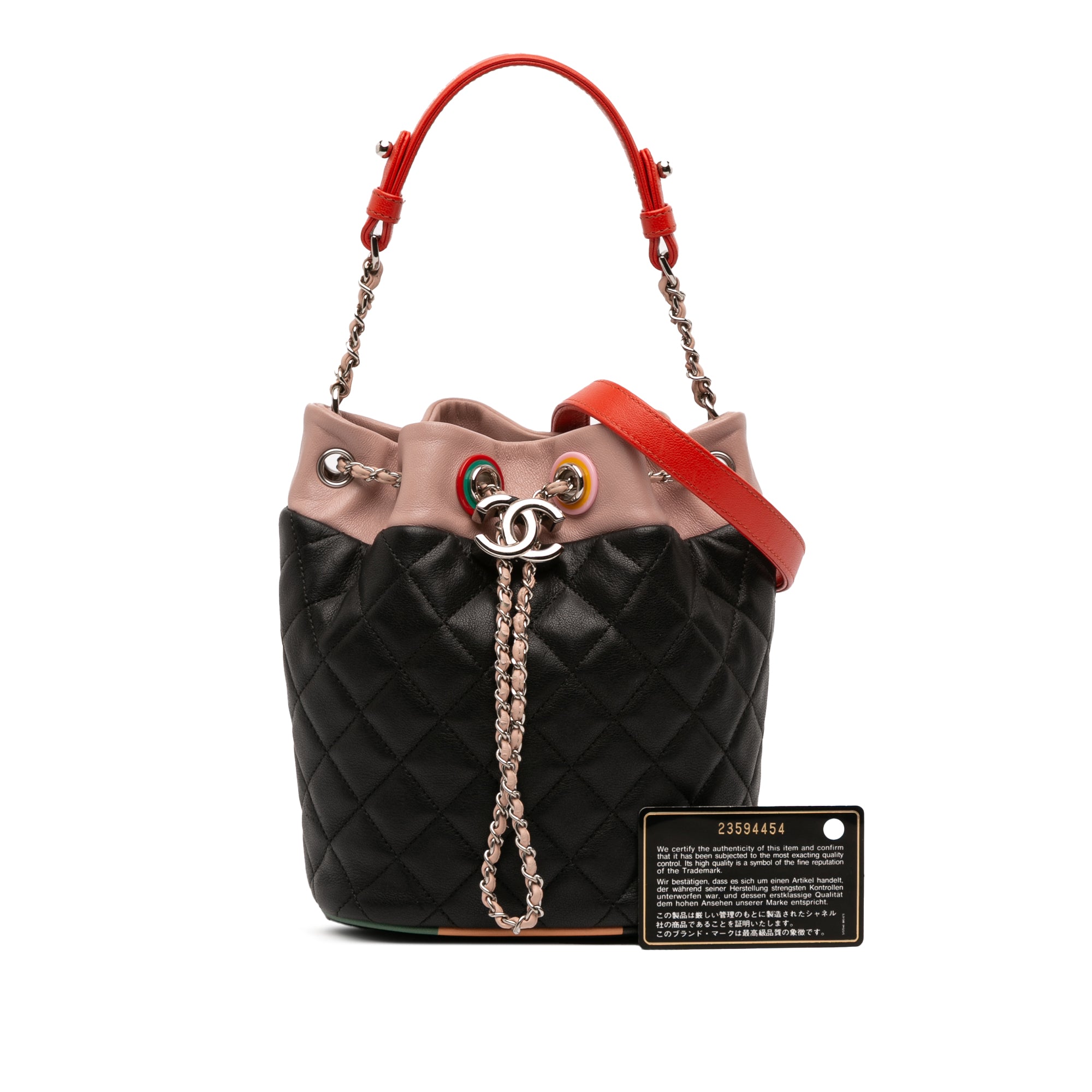 CC Quilted Lambskin Cuba Drawstring Bucket Bag