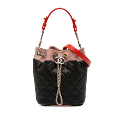 CC Quilted Lambskin Cuba Drawstring Bucket Bag