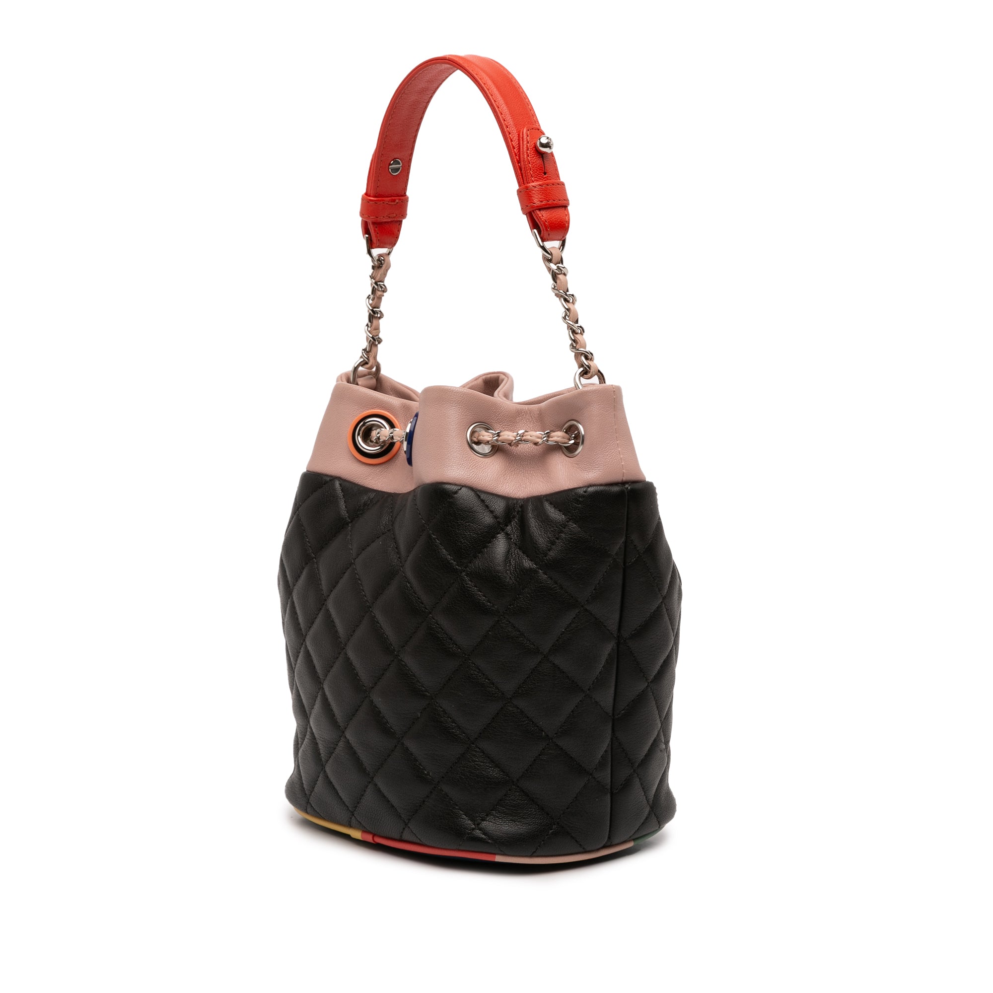 CC Quilted Lambskin Cuba Drawstring Bucket Bag