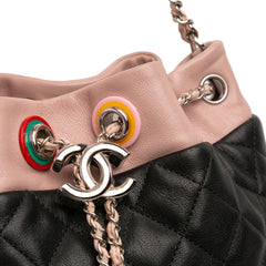 CC Quilted Lambskin Cuba Drawstring Bucket Bag