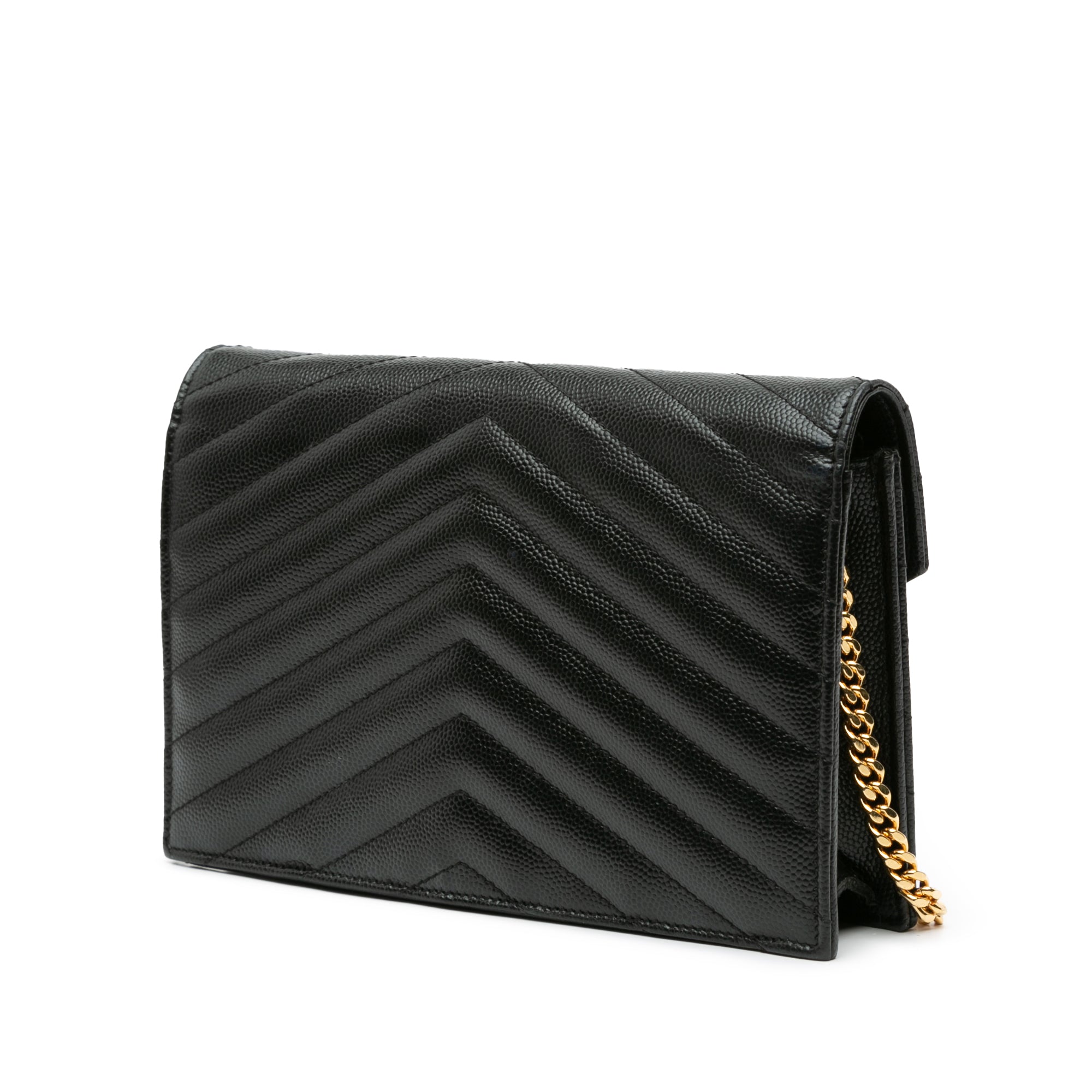 Grain De Poudre Matelasse Chevron Monogram Chain Wallet