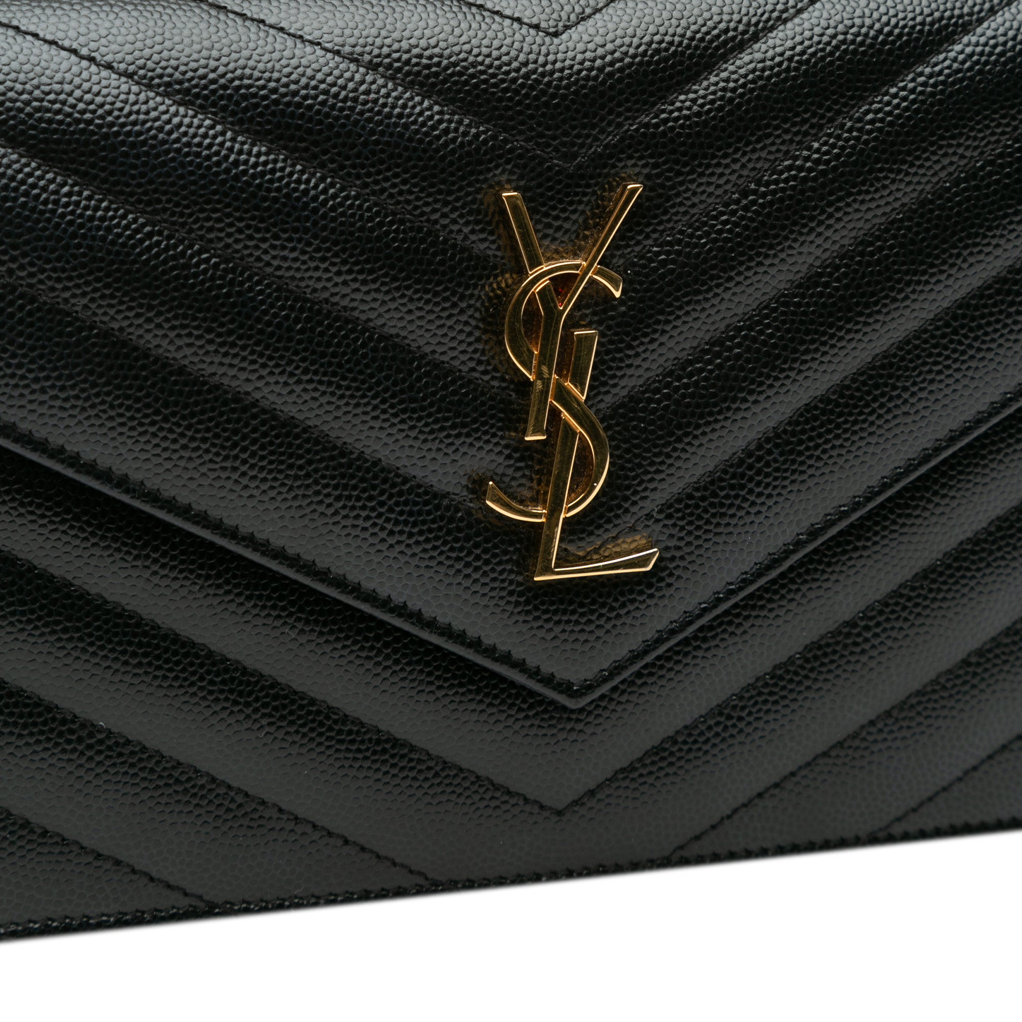 Grain De Poudre Matelasse Chevron Monogram Chain Wallet