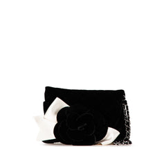 Quilted Velvet Camellia Wristlet Clutch