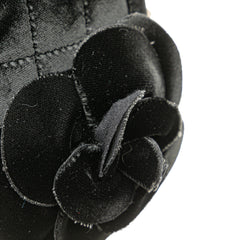 Quilted Velvet Camellia Wristlet Clutch