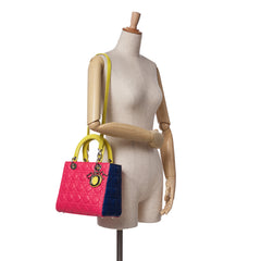 Medium Tricolor Lambskin Cannage Lady Dior