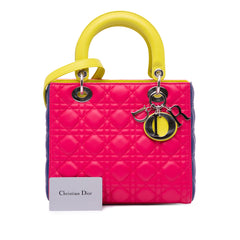 Medium Tricolor Lambskin Cannage Lady Dior