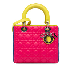 Medium Tricolor Lambskin Cannage Lady Dior
