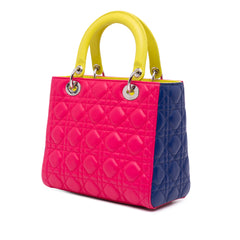 Medium Tricolor Lambskin Cannage Lady Dior