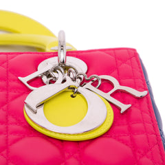 Medium Tricolor Lambskin Cannage Lady Dior