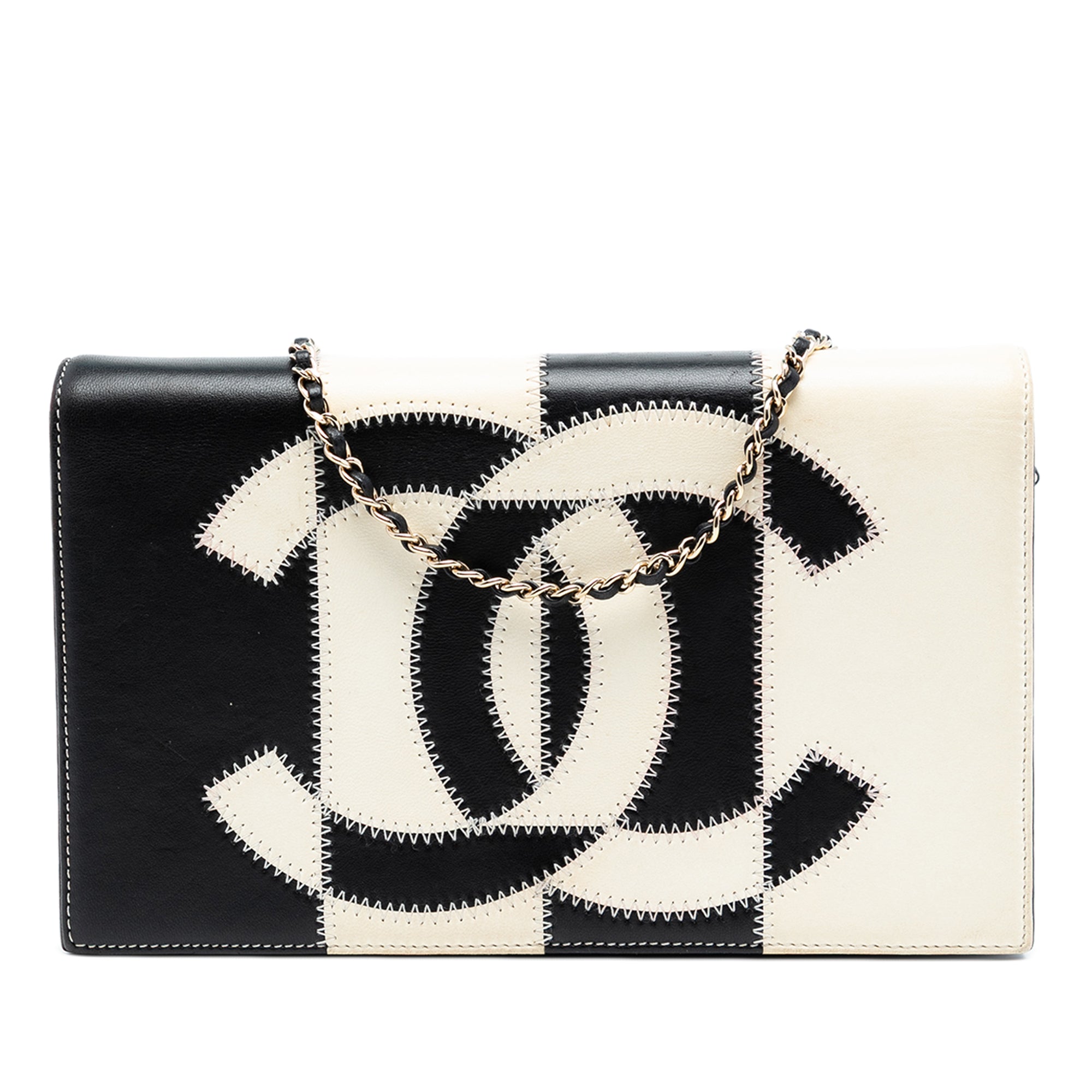 CC Lambskin Embroidered Clutch With Chain
