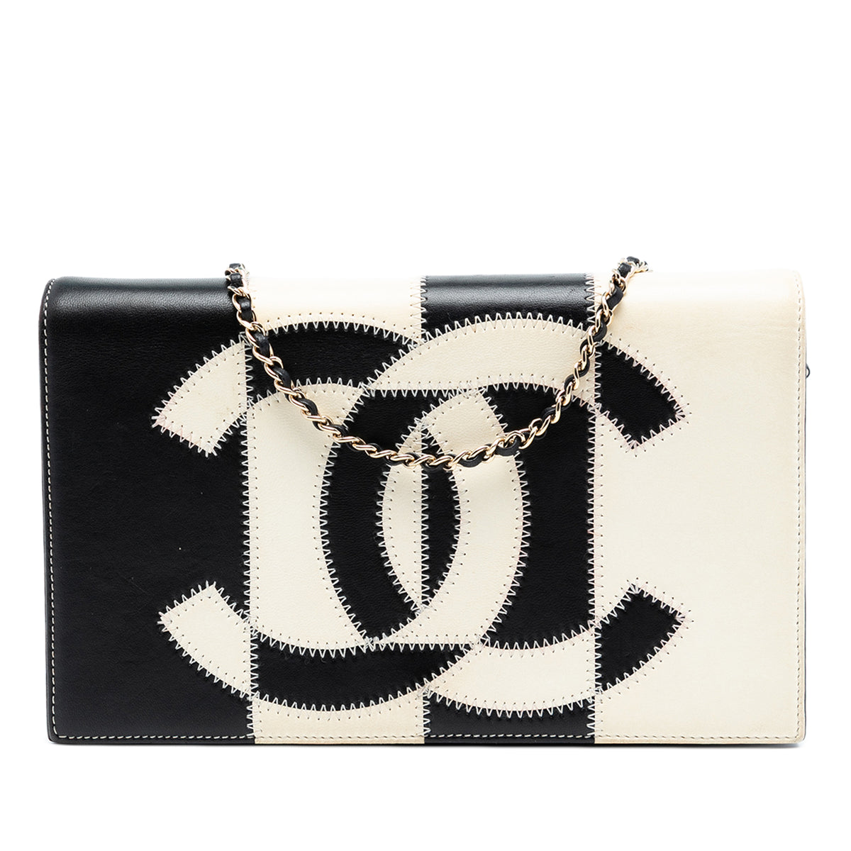 CC Lambskin Embroidered Clutch With Chain