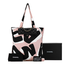 Nylon Graffiti Foldable Shopping Tote in Caviar Flap_9