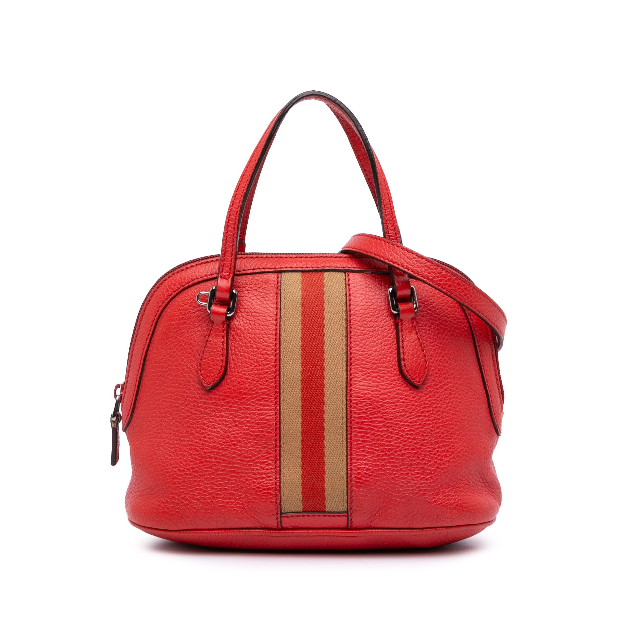 Mini Leather Web Dome Satchel