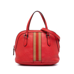 Mini Leather Web Dome Satchel