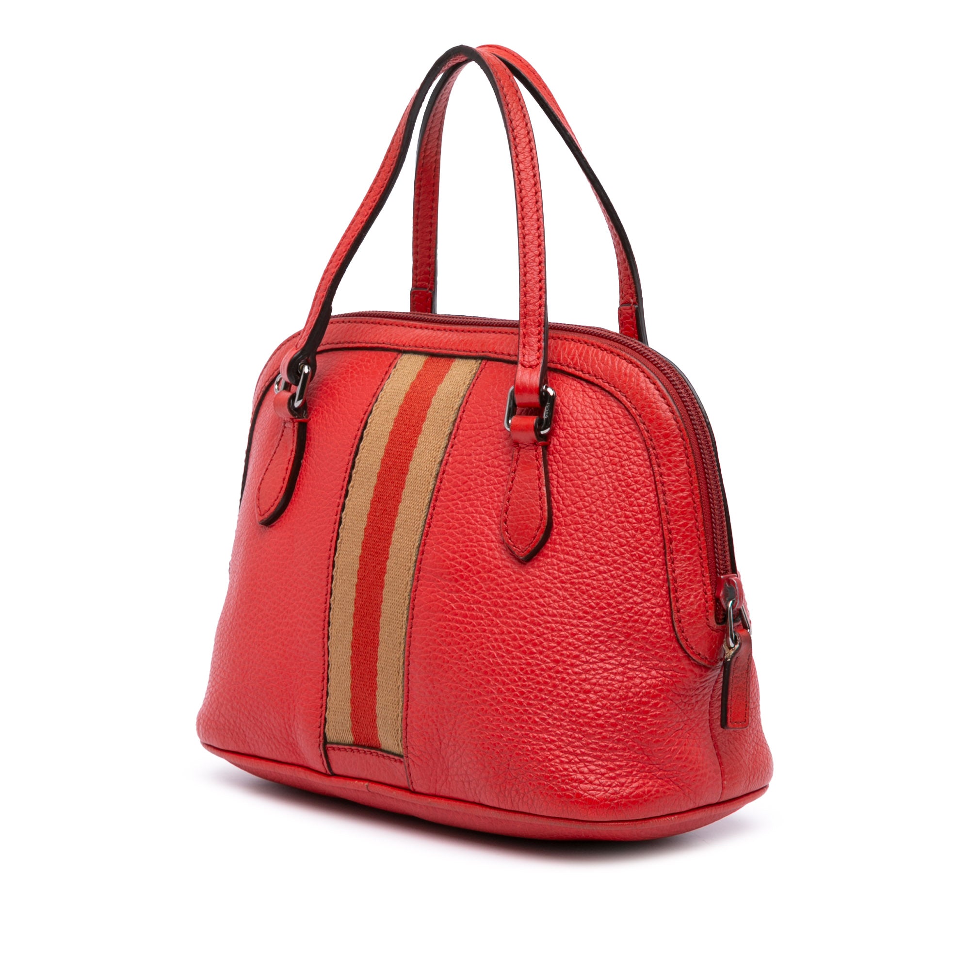 Mini Leather Web Dome Satchel