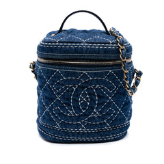 CC Quilted Denim Trip Vanity Case with Chain