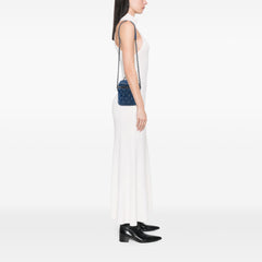 CC Quilted Denim Trip Vanity Case with Chain