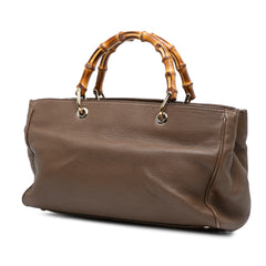 Medium Calfskin Bamboo Shopper Satchel