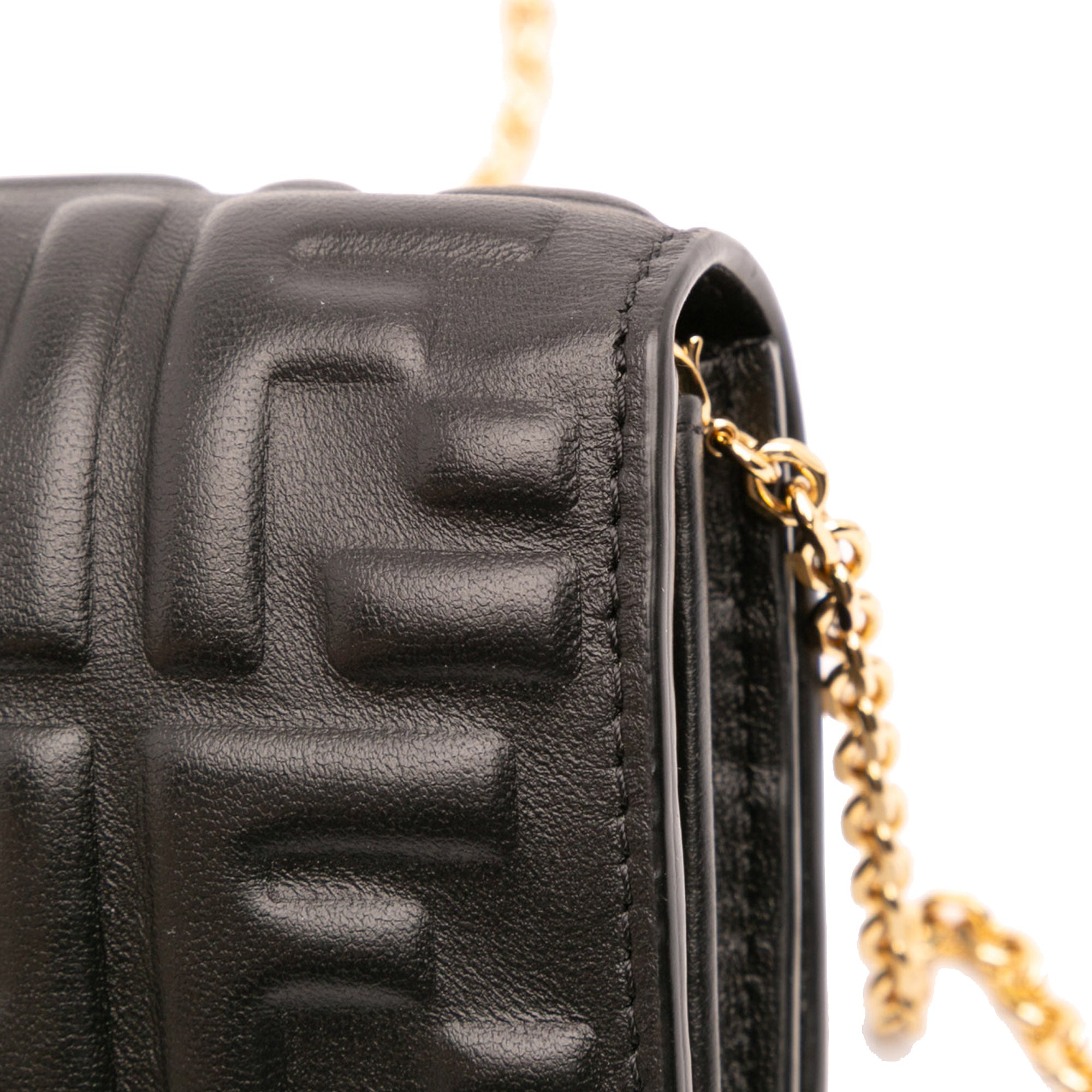 Zucca Embossed Leather Wallet On Chain