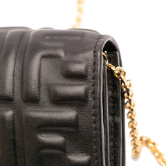 Zucca Embossed Leather Wallet On Chain