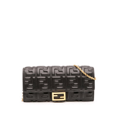 Zucca Embossed Leather Wallet On Chain
