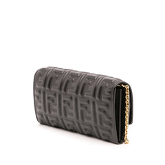 Zucca Embossed Leather Wallet On Chain