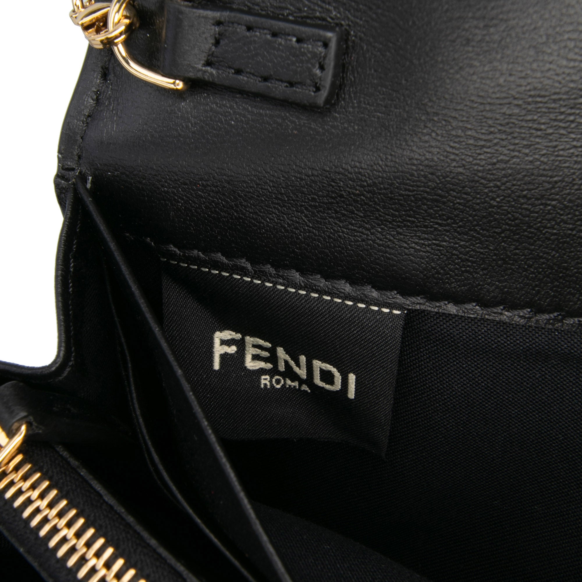 Zucca Embossed Leather Wallet On Chain