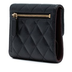 CC Quilted Caviar Compact Flap Wallet