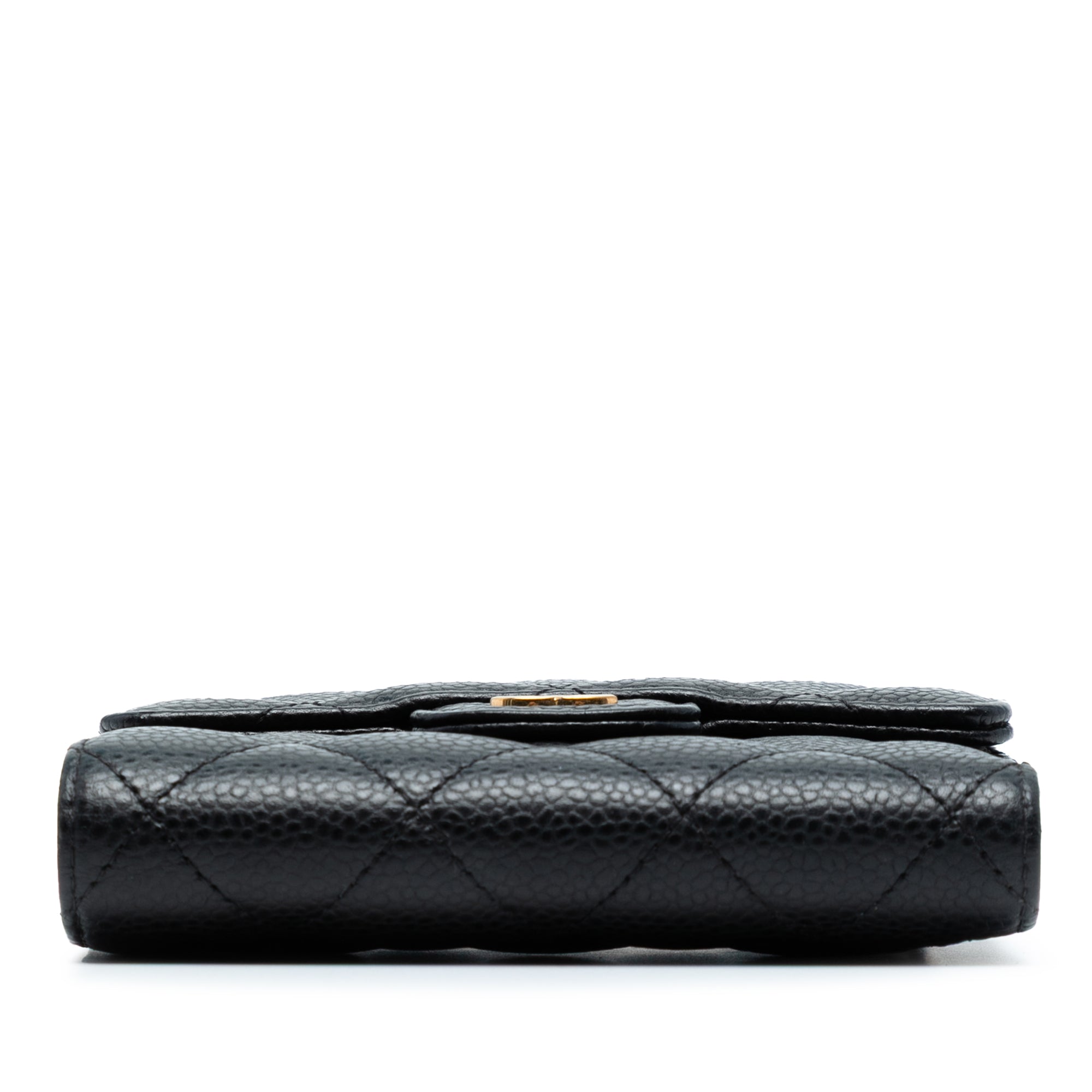 CC Quilted Caviar Compact Flap Wallet