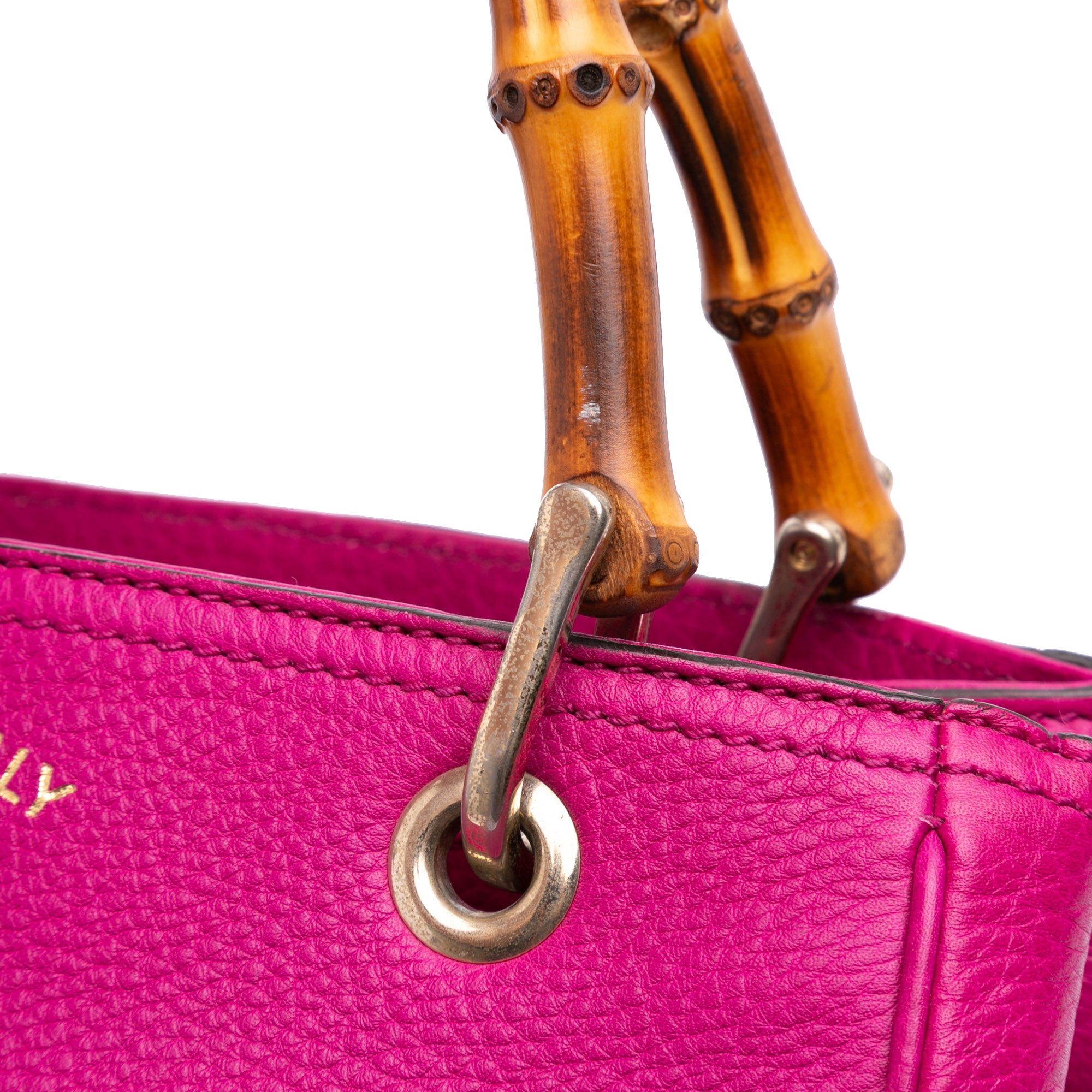 Small Calfskin Bamboo Shopper Satchel