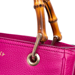 Small Calfskin Bamboo Shopper Satchel