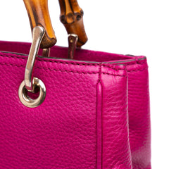 Small Calfskin Bamboo Shopper Satchel