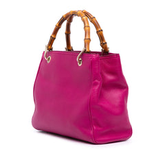 Small Calfskin Bamboo Shopper Satchel