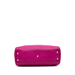 Small Calfskin Bamboo Shopper Satchel