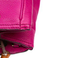 Small Calfskin Bamboo Shopper Satchel