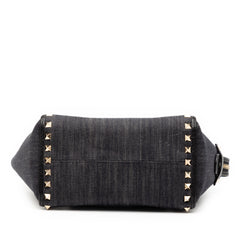 Small Denim Rockstud Trapeze Satchel