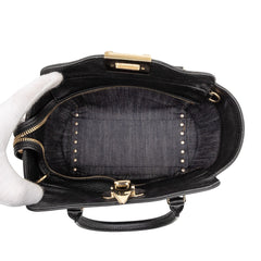 Small Denim Rockstud Trapeze Satchel