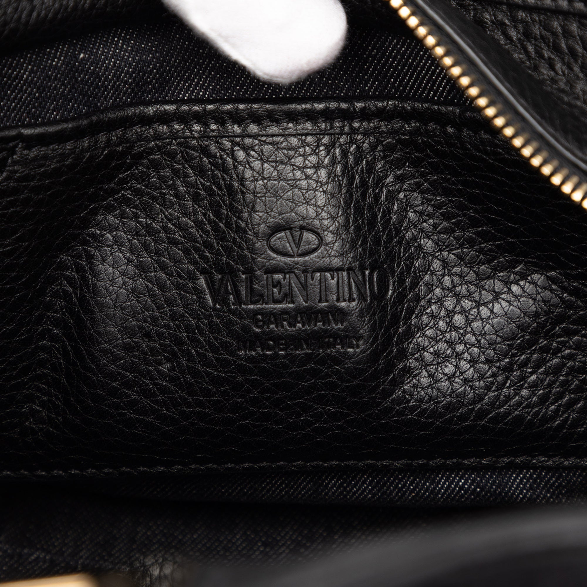 Small Denim Rockstud Trapeze Satchel