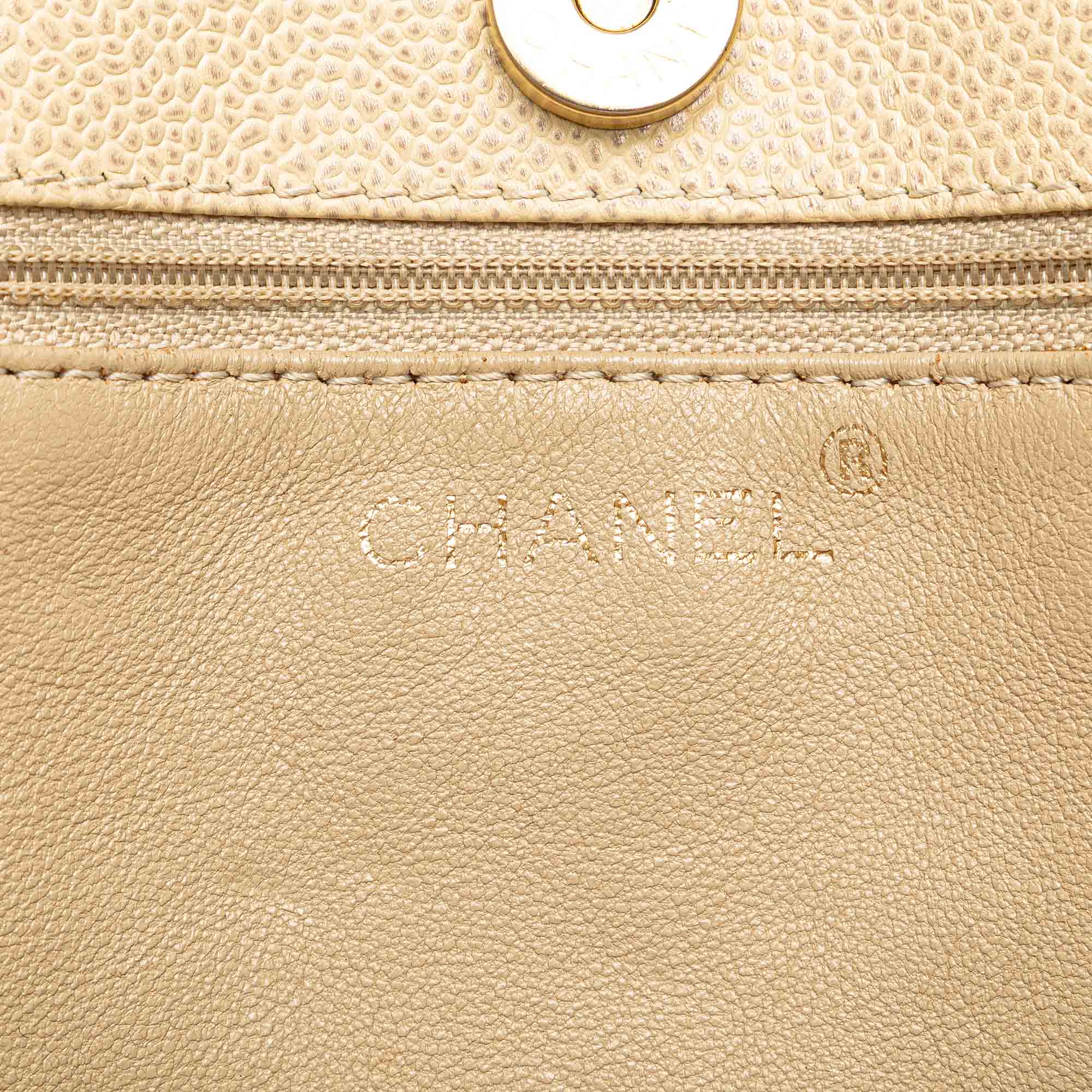 CC Quilted Caviar Wood Chain Tote