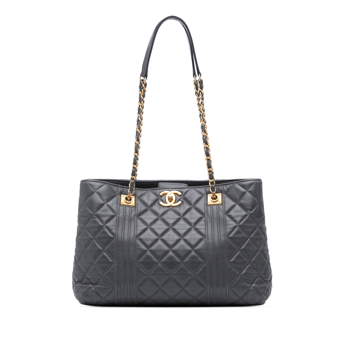 CC Quilted Lambskin Pin Tuck Tote