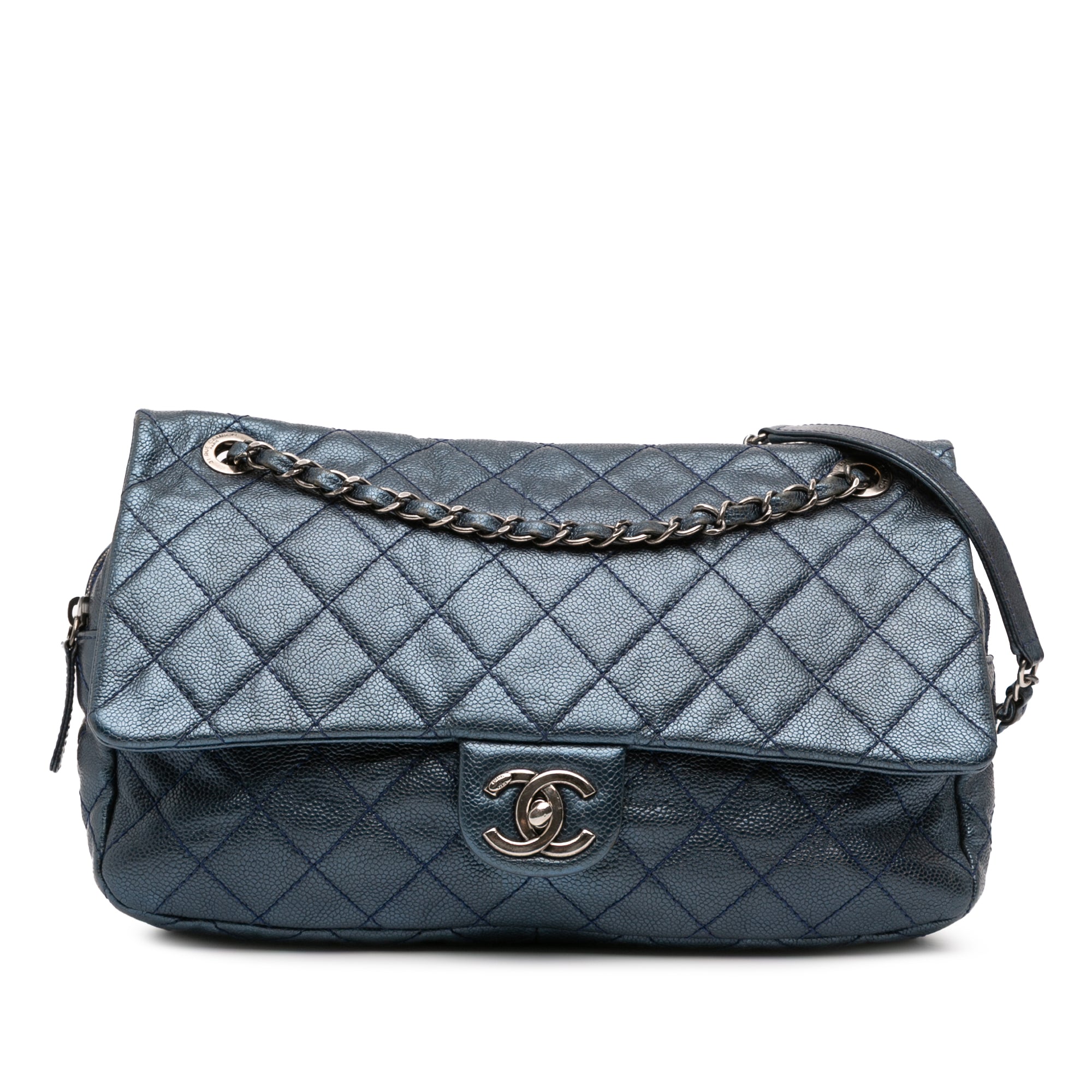 Jumbo Quilted Iridescent Caviar Easy Flap
