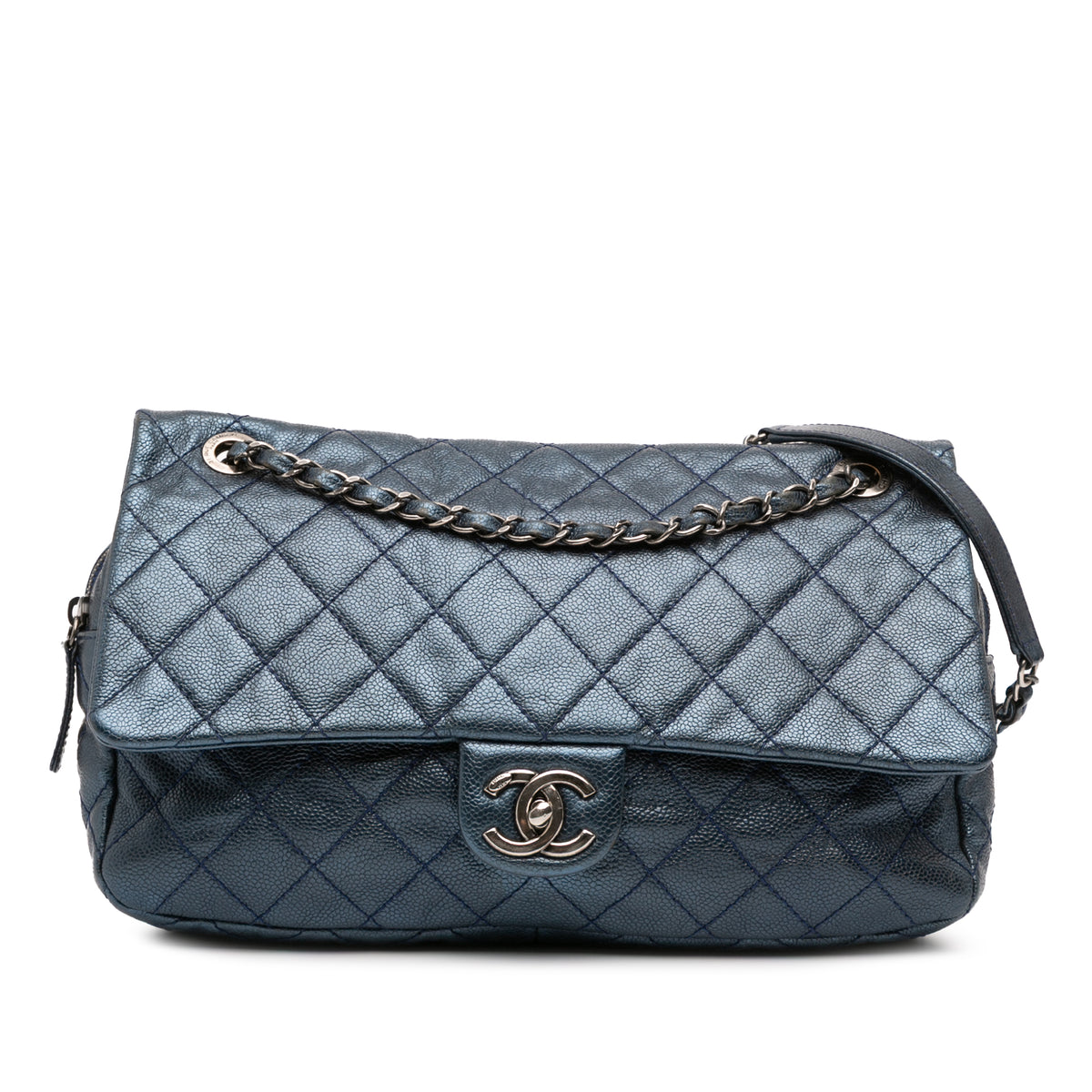 Jumbo Quilted Iridescent Caviar Easy Flap