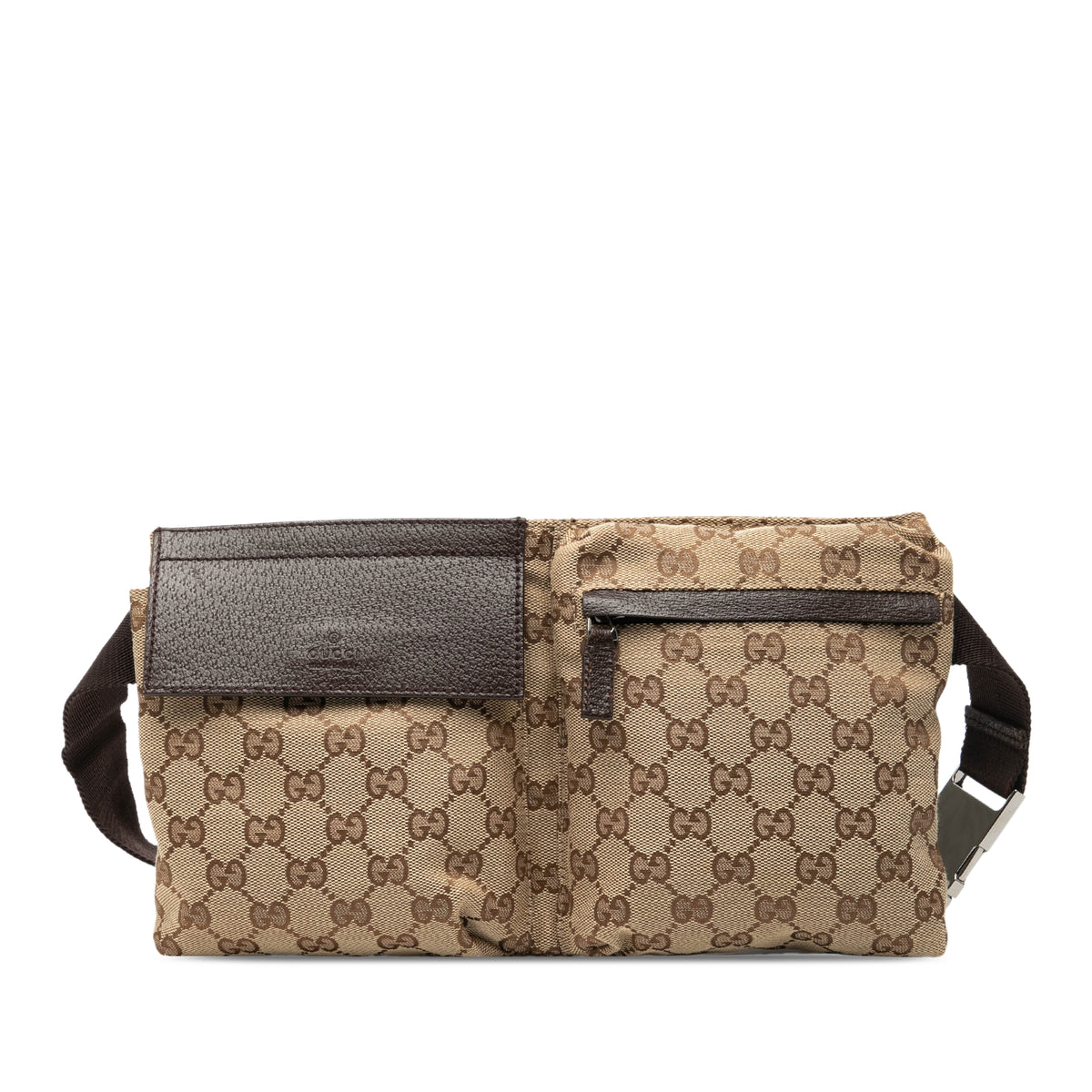 GG Canvas Double Pocket Belt Bag